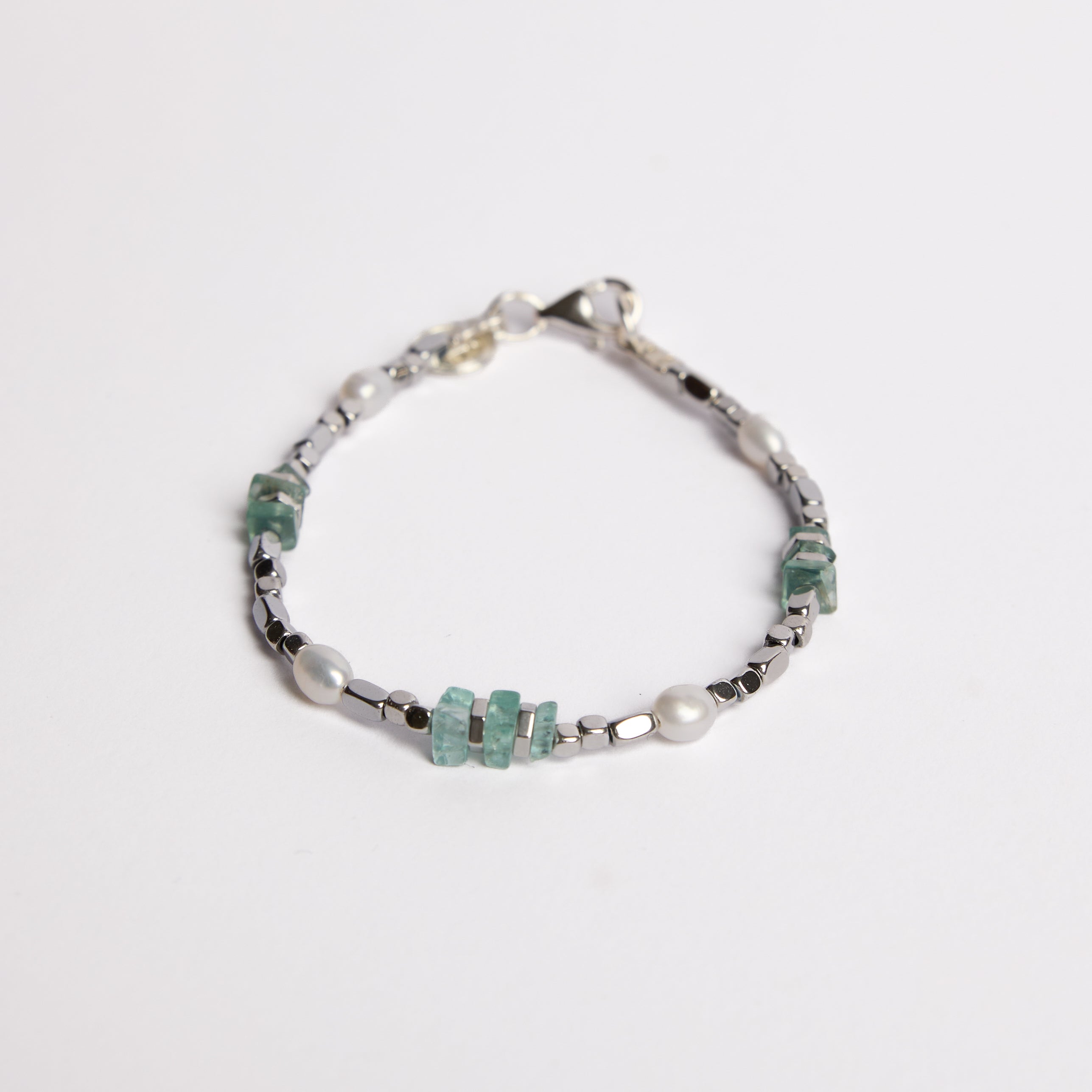 PULSERA DE HEMATITA - CON PERLAS