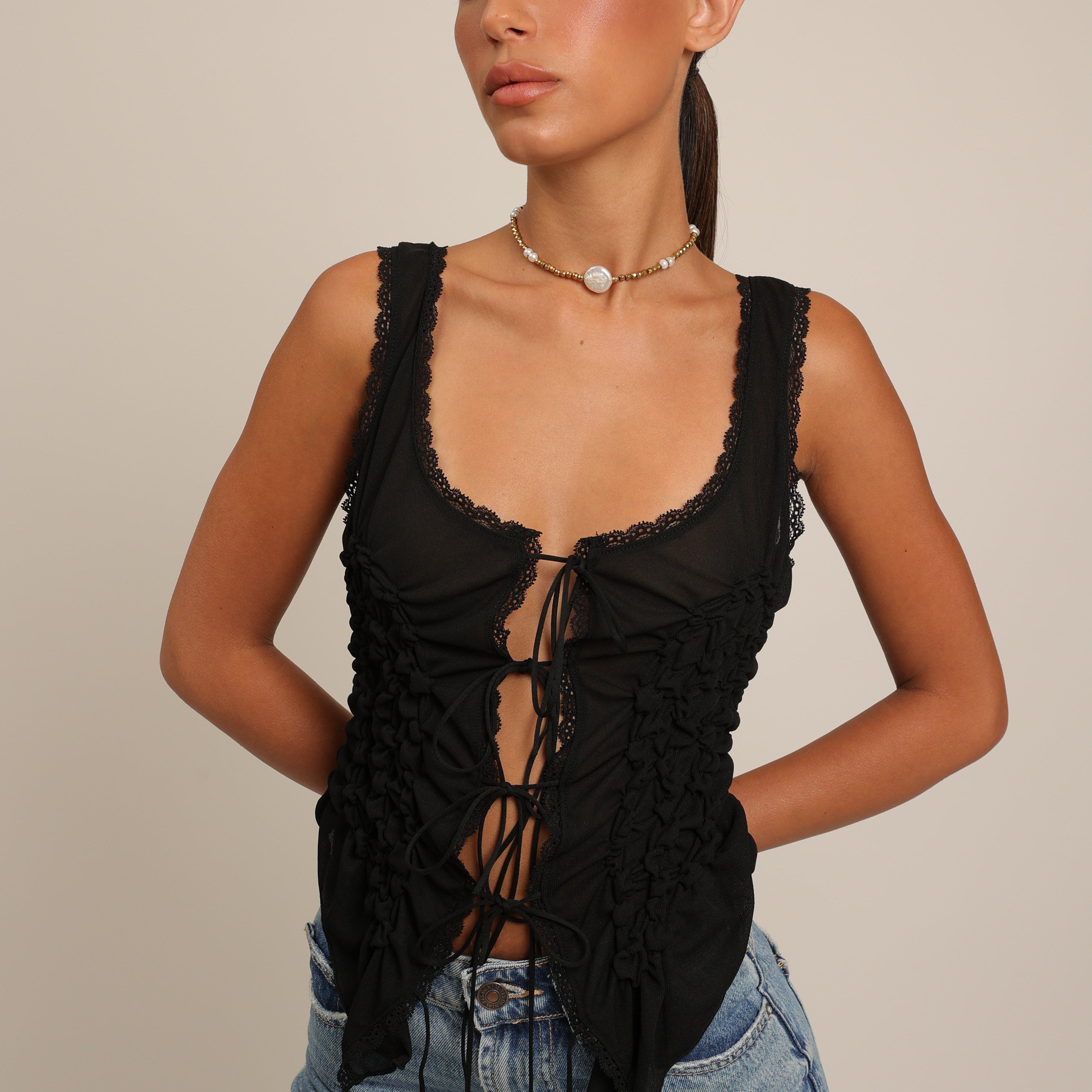Collier ras du cou en hématite avec perles