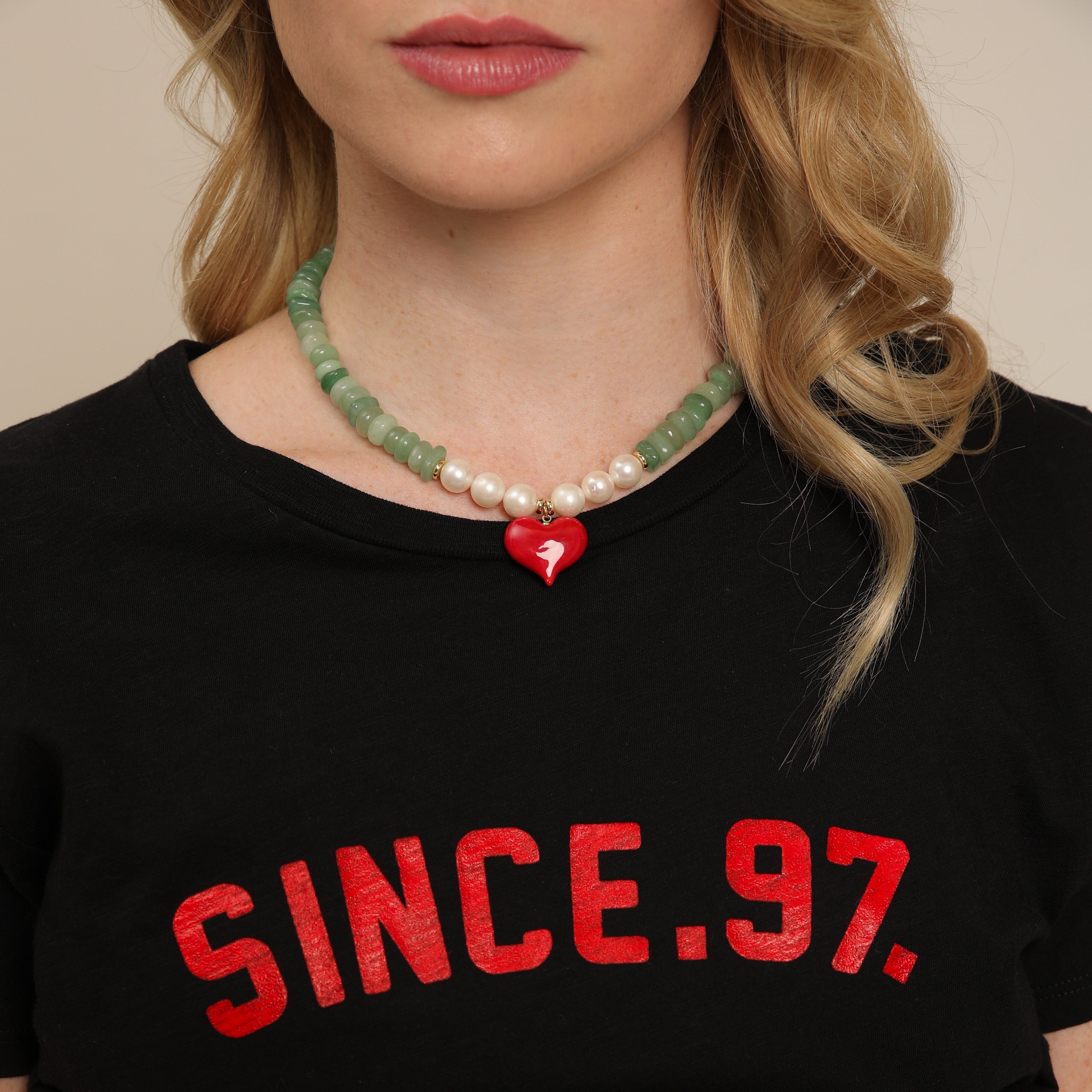 Collier ras du cou en aventurine et perles