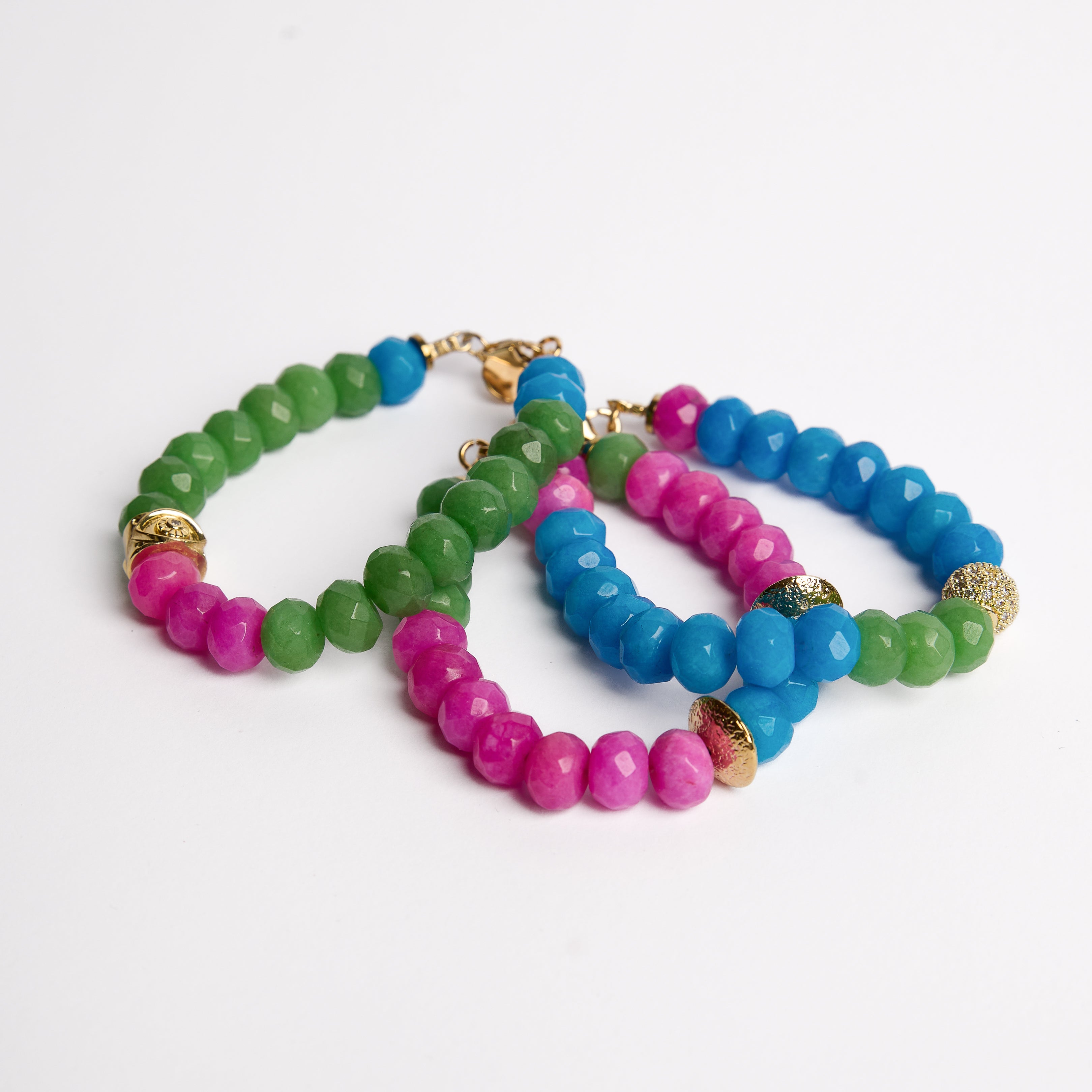 BRACELET EN JASPE - AVEC JADE, CORAIL ET HÉMATITE
