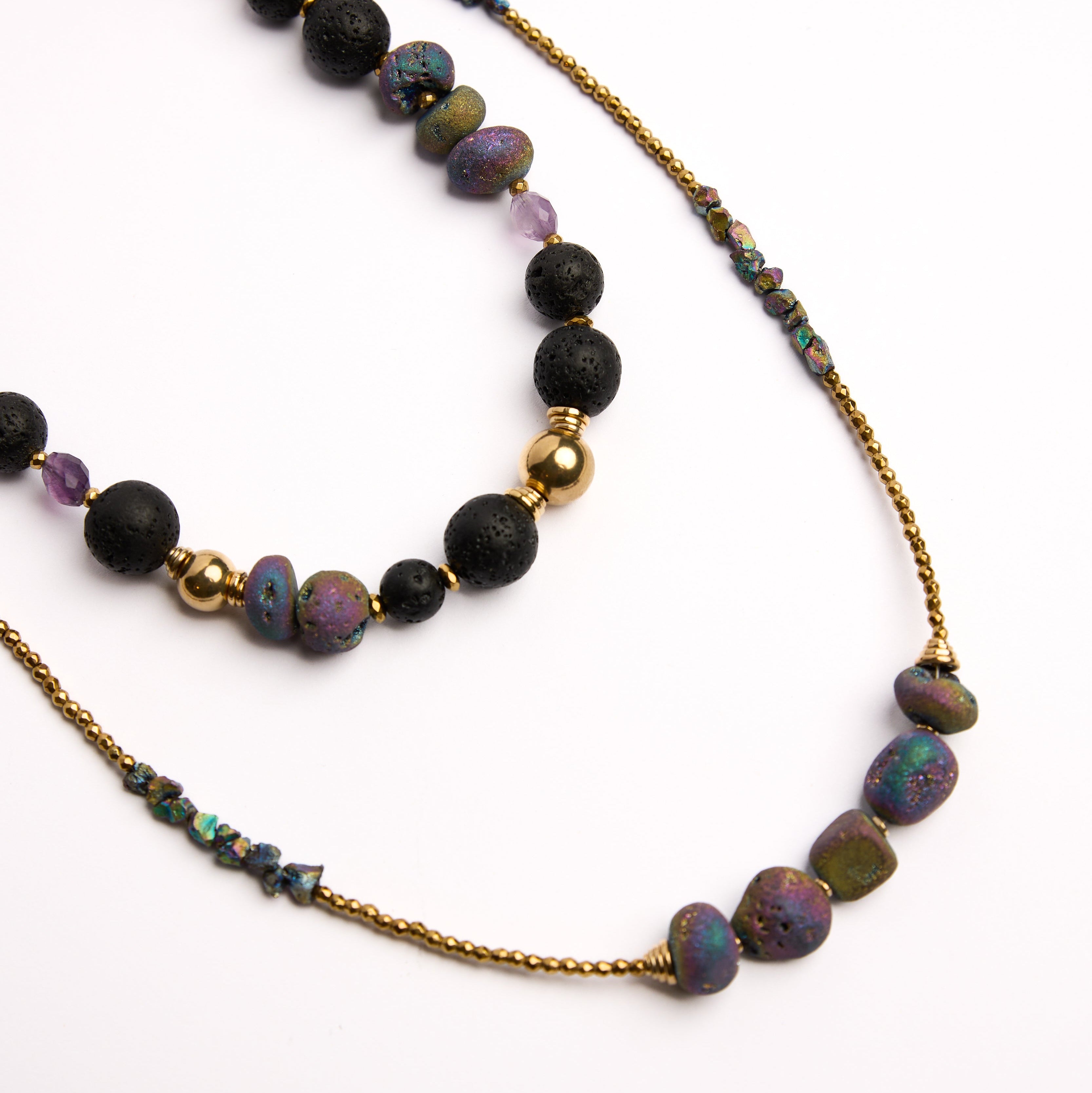 Collier en agate et quartz
