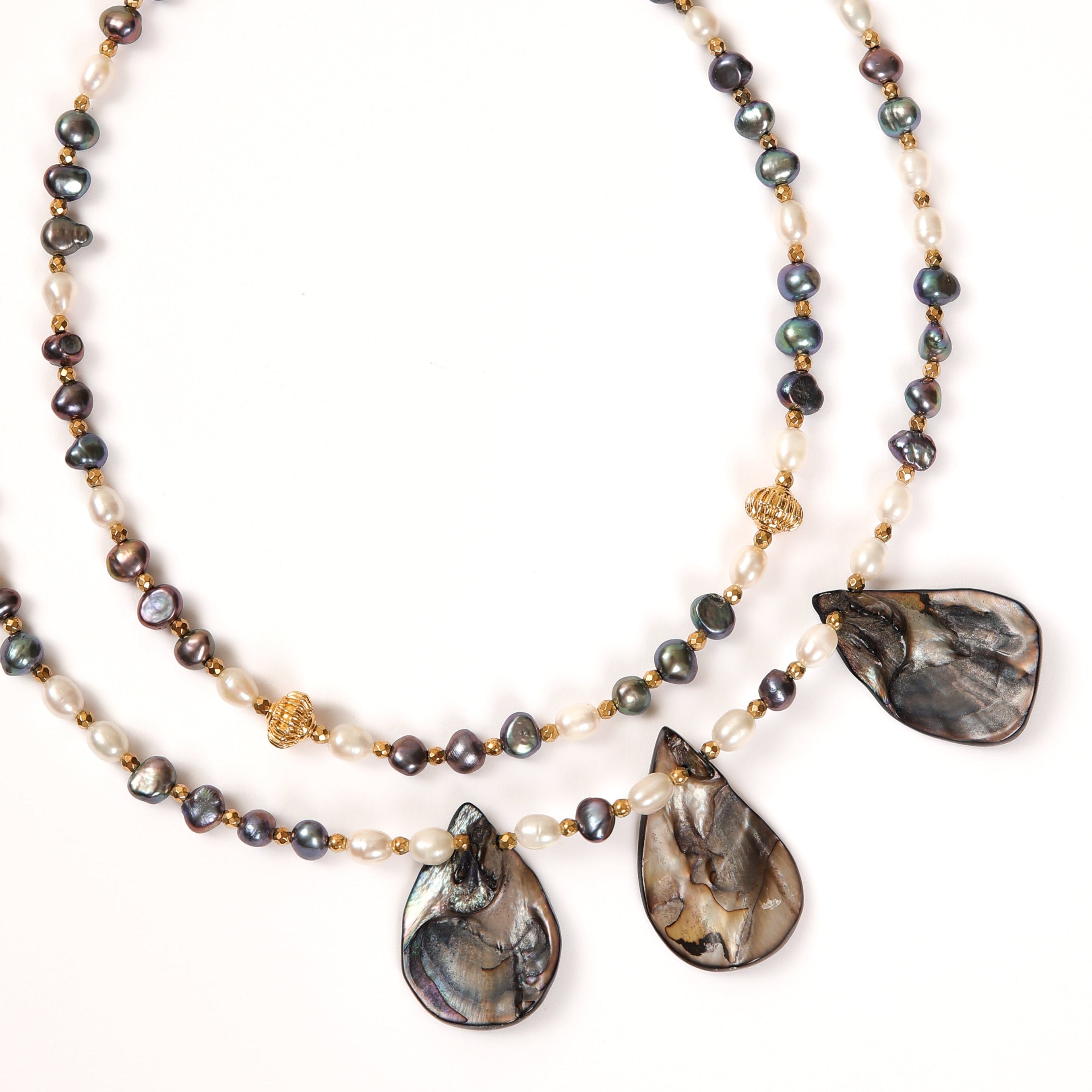 Collier ras du cou en perles - Coquillages d'ormeau noir