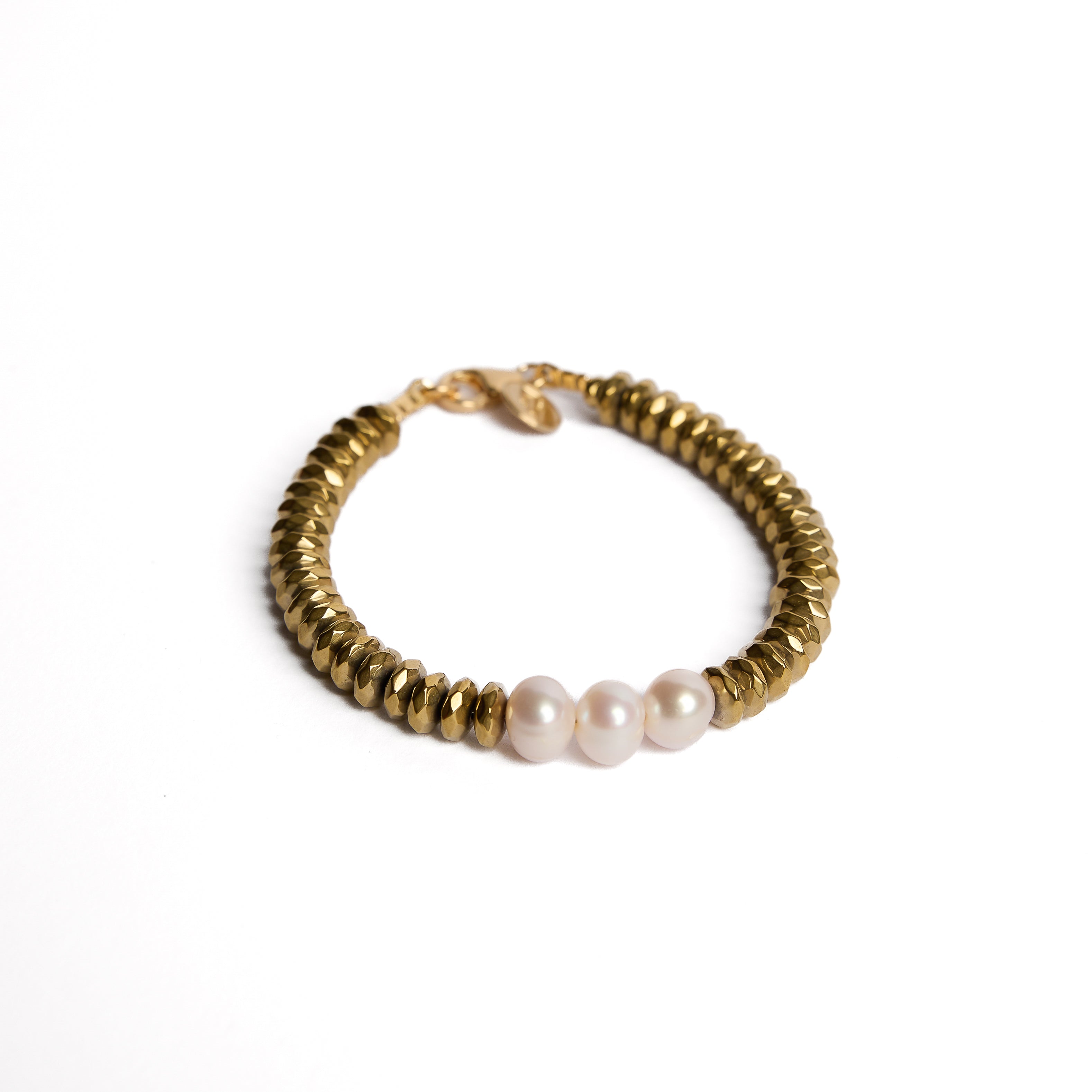 PULSERA DE HEMATITA - CON PERLAS