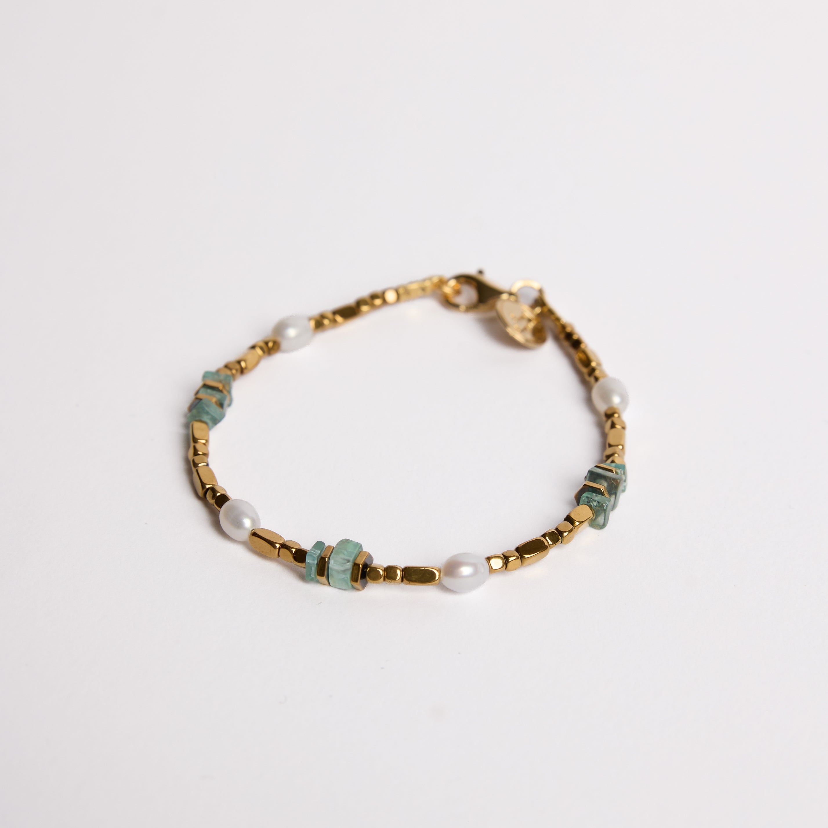 PULSERA DE HEMATITA - CON PERLAS