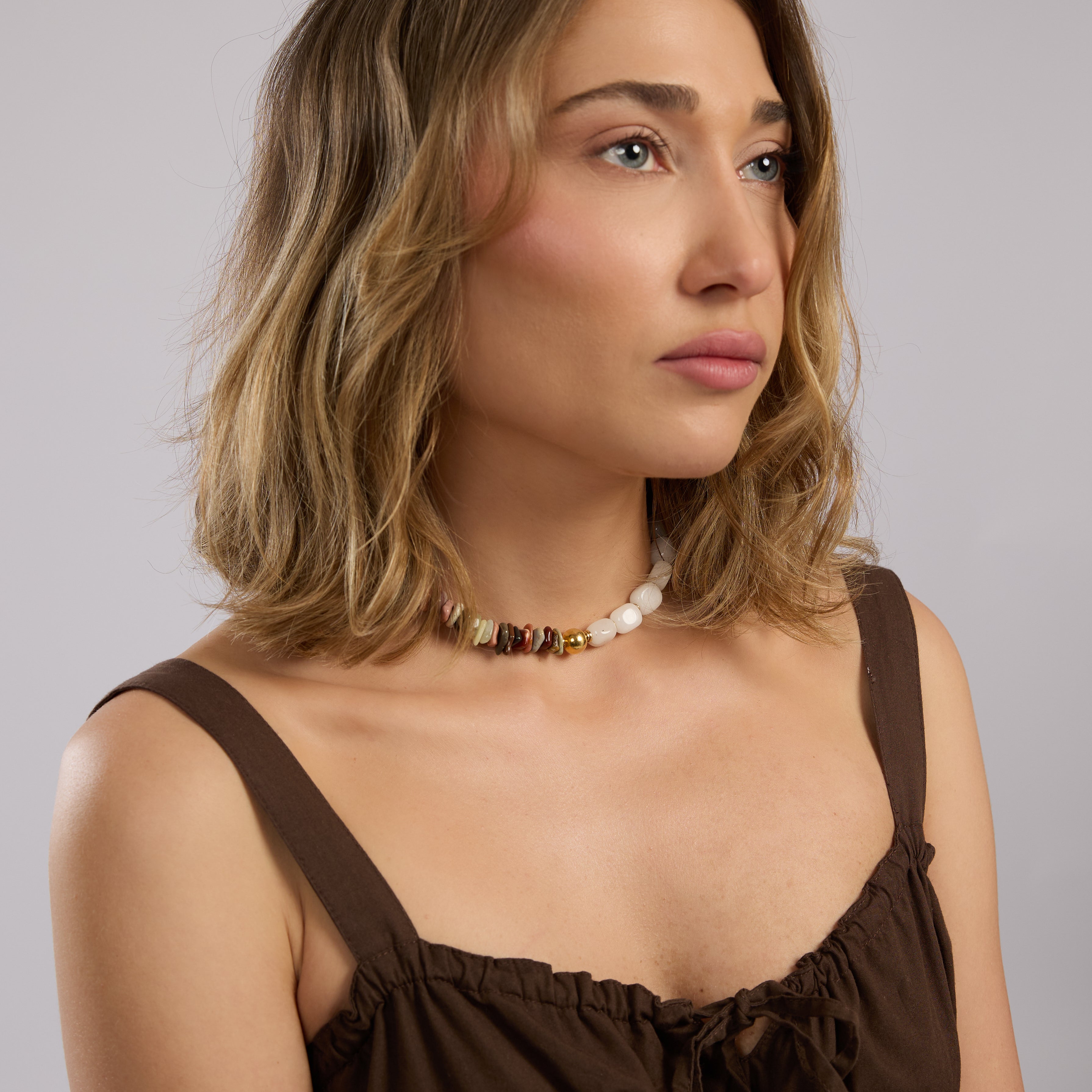 Collier en agate et calcédoine