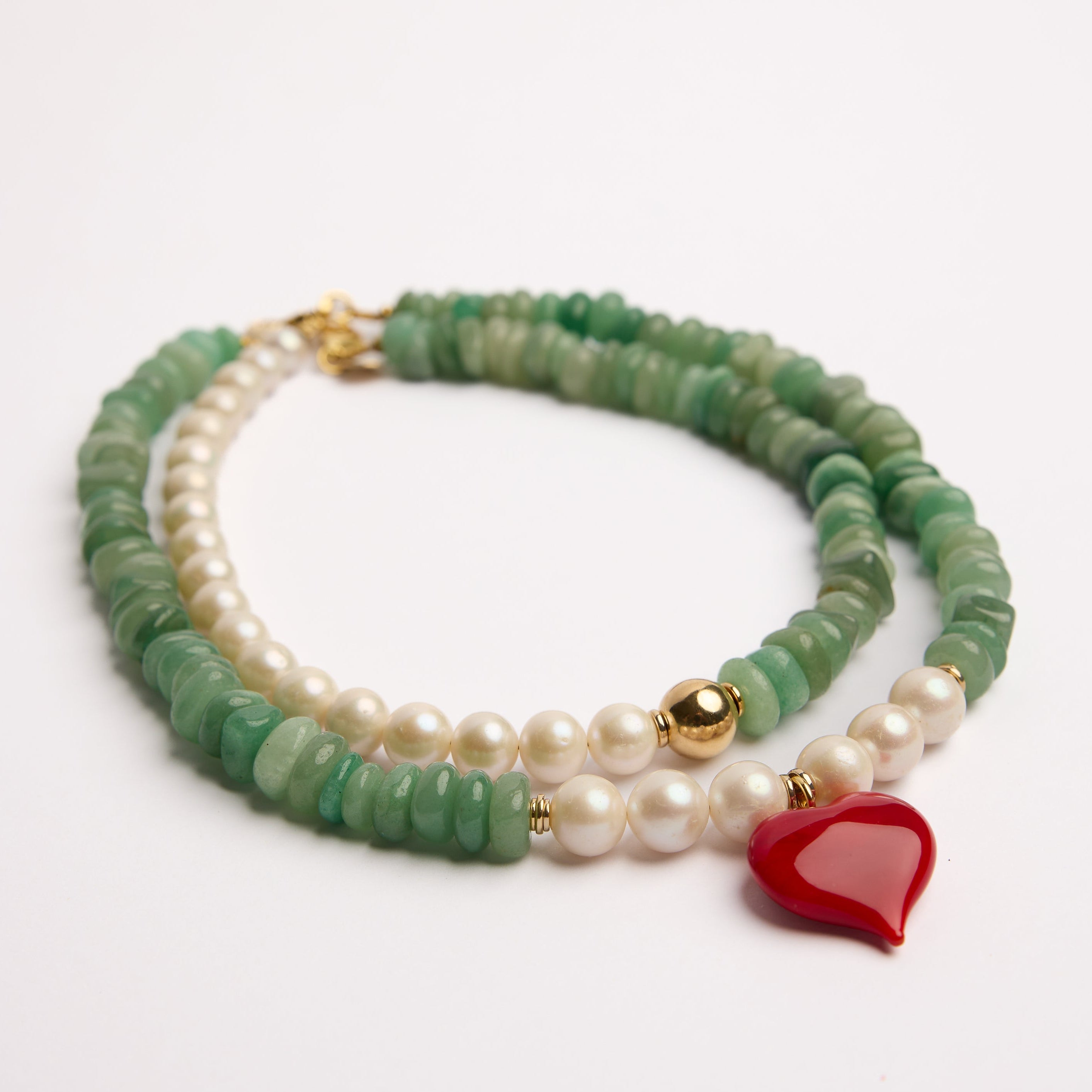 Collier ras du cou en aventurine et perles